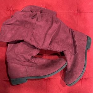 The Children’s Place Burgundy faux suede calf boots size 3